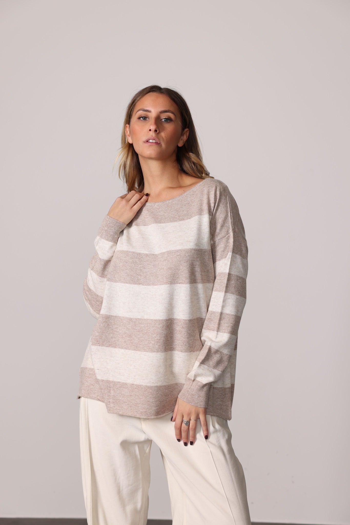 4339 - Stripped boat neck bicolor