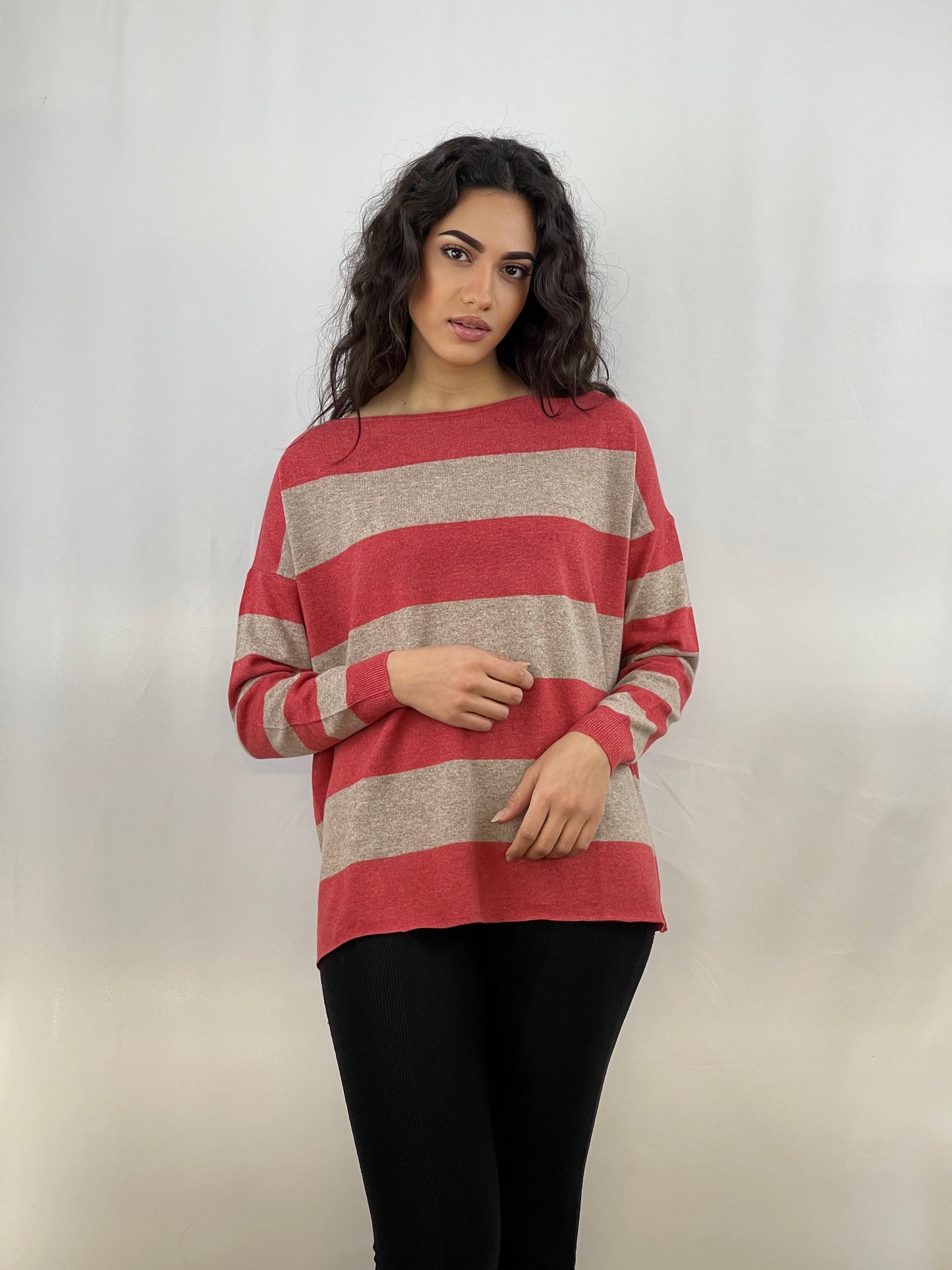 4339 - Stripped boat neck bicolor