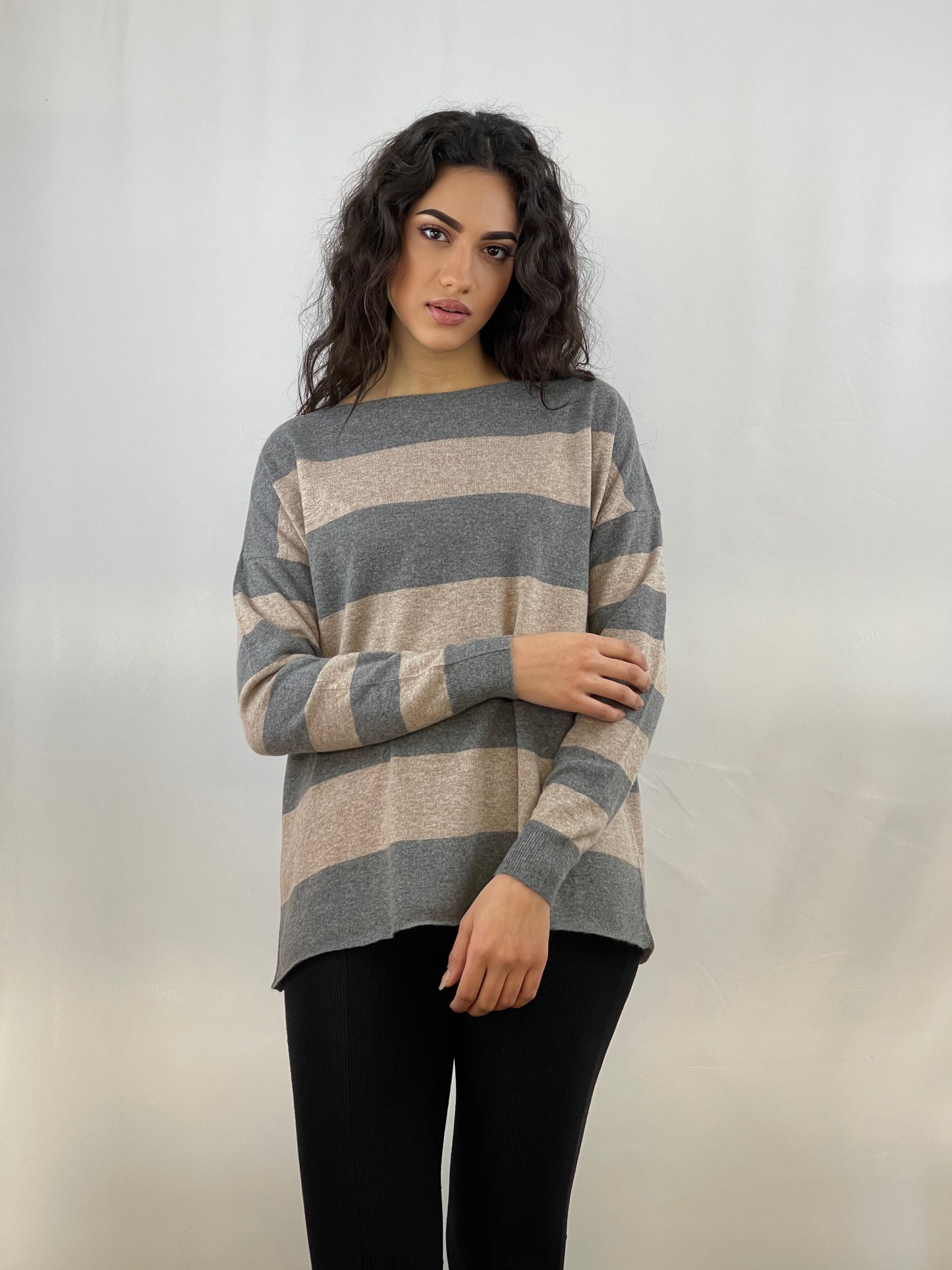 4339 - Stripped boat neck bicolor