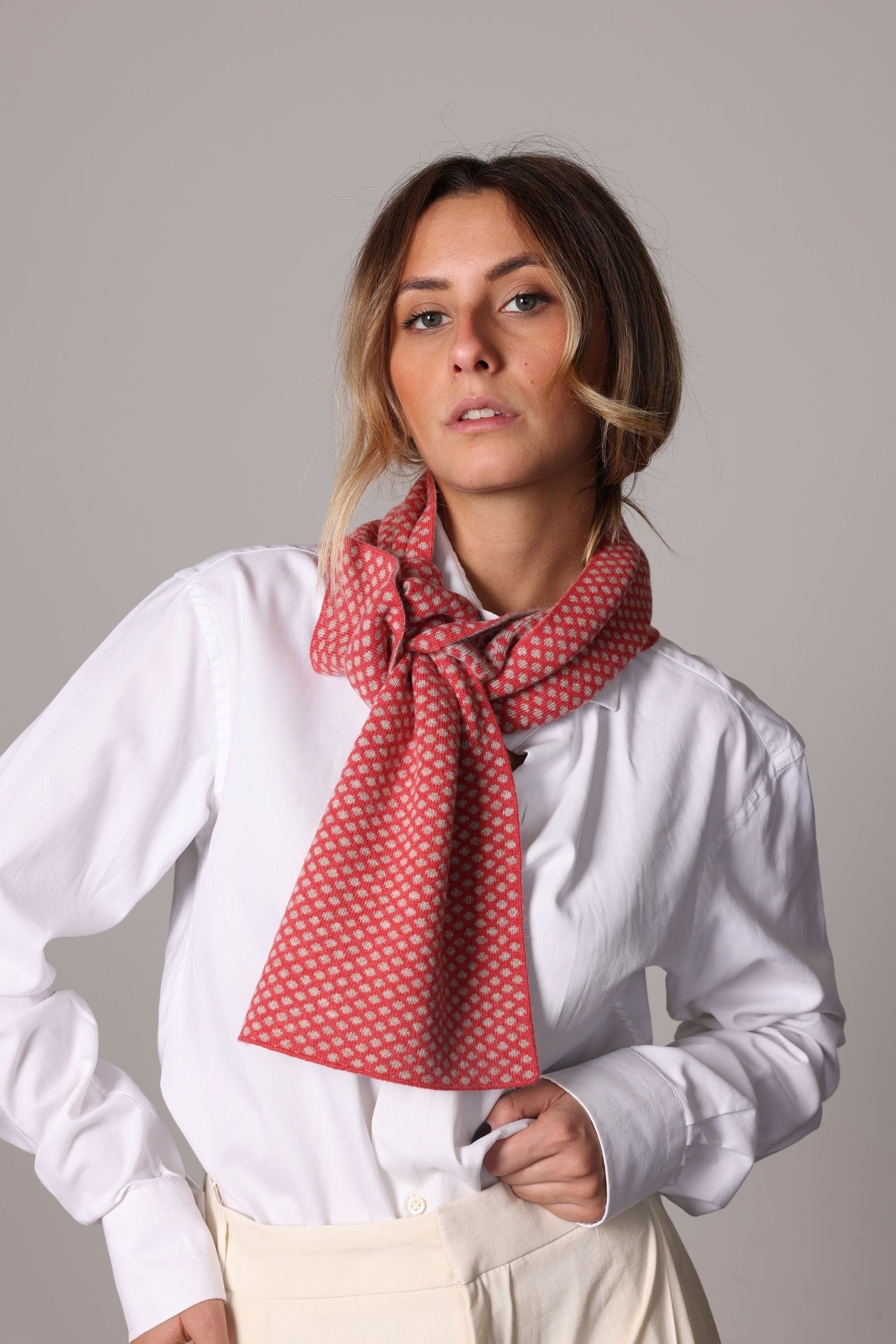 4743P - Bicolor scarf 2 bott. pois