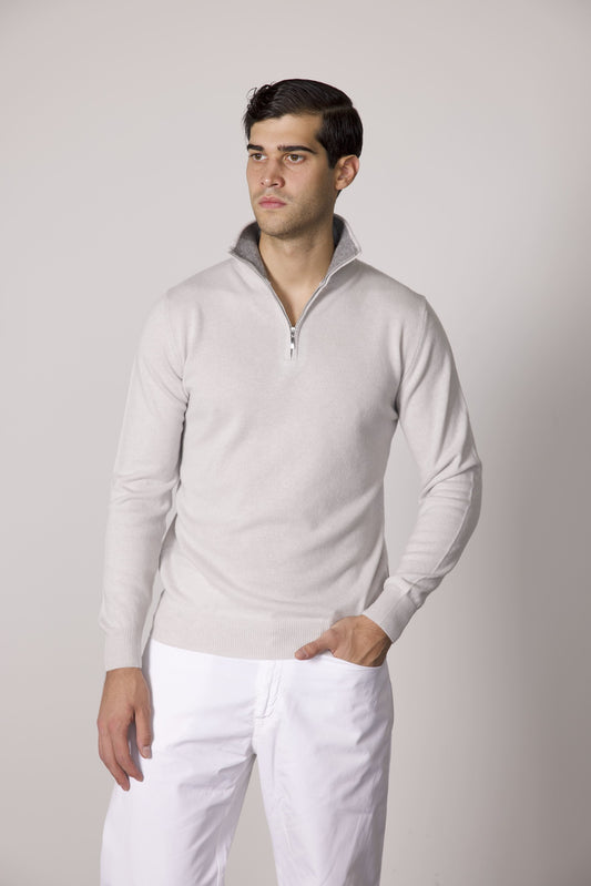 702 - Turtleneck 1/2 zip pure cashmere 2 threads