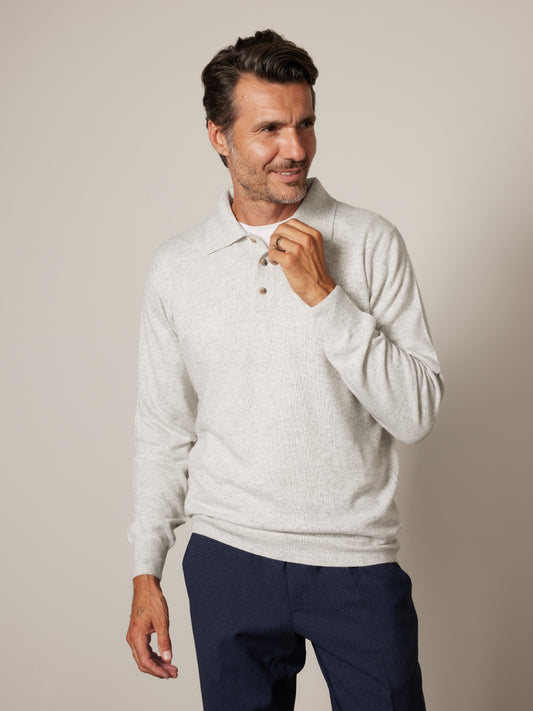 4207 - Men's three-button long-sleeved polo shirt