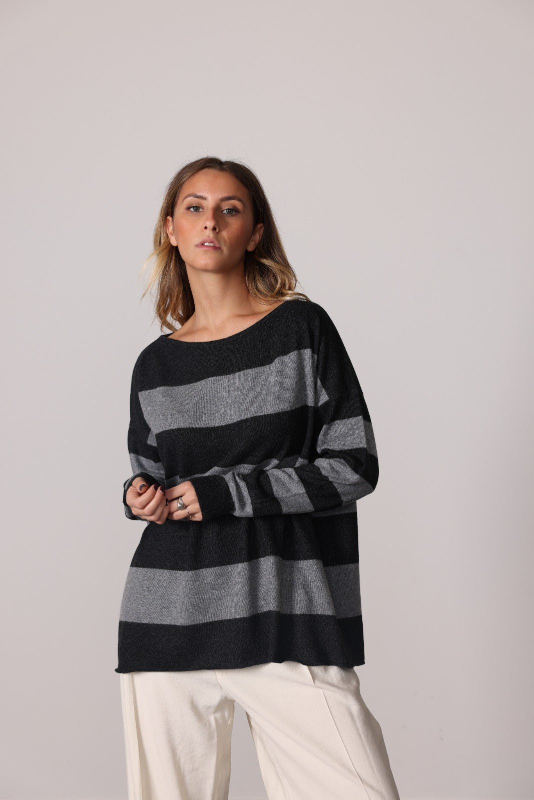 4339 - Stripped boat neck bicolor
