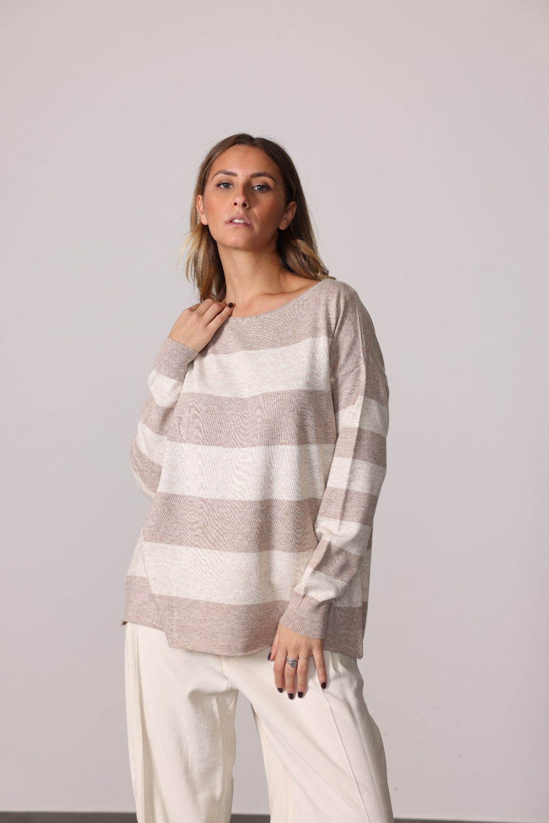 4339 - Stripped boat neck bicolor