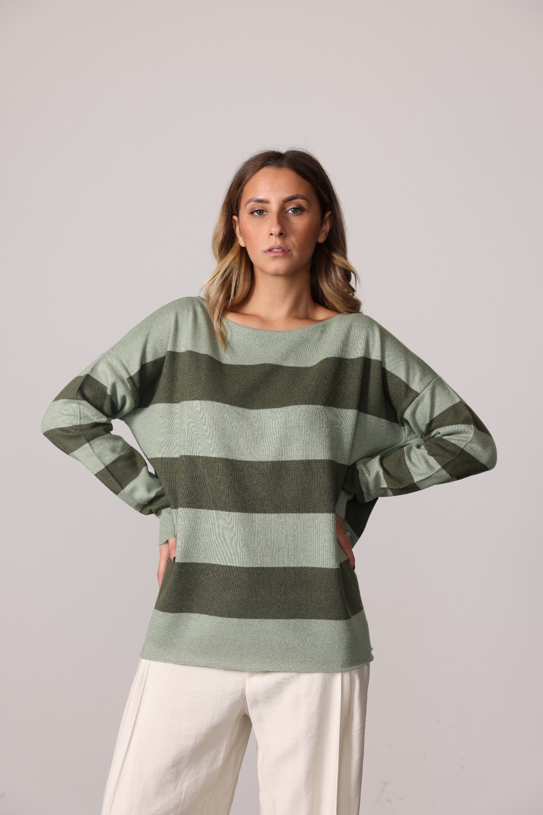 4339 - Stripped boat neck bicolor