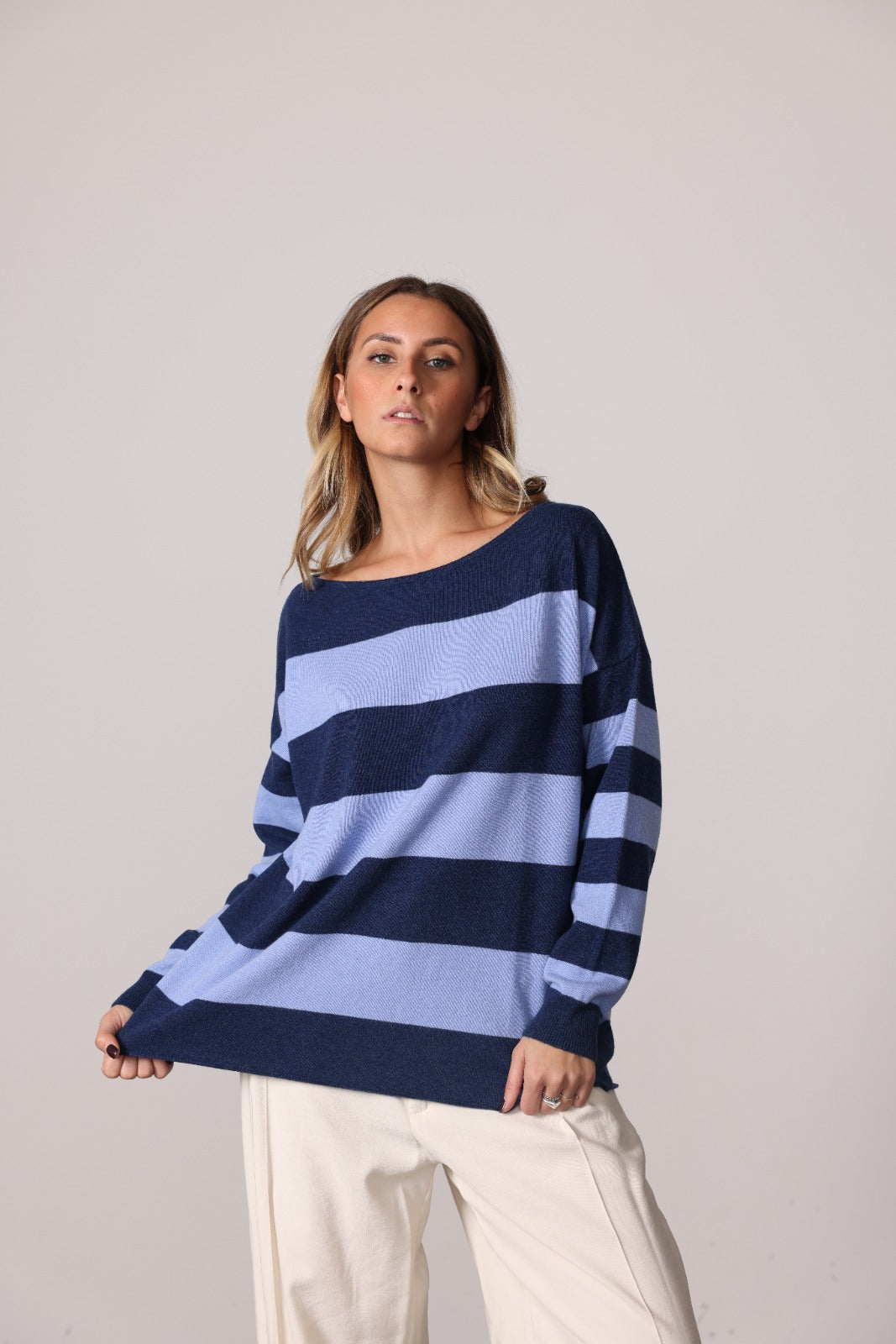 4339 - Stripped boat neck bicolor