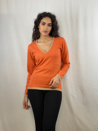 3336 - Two-tone V-neck