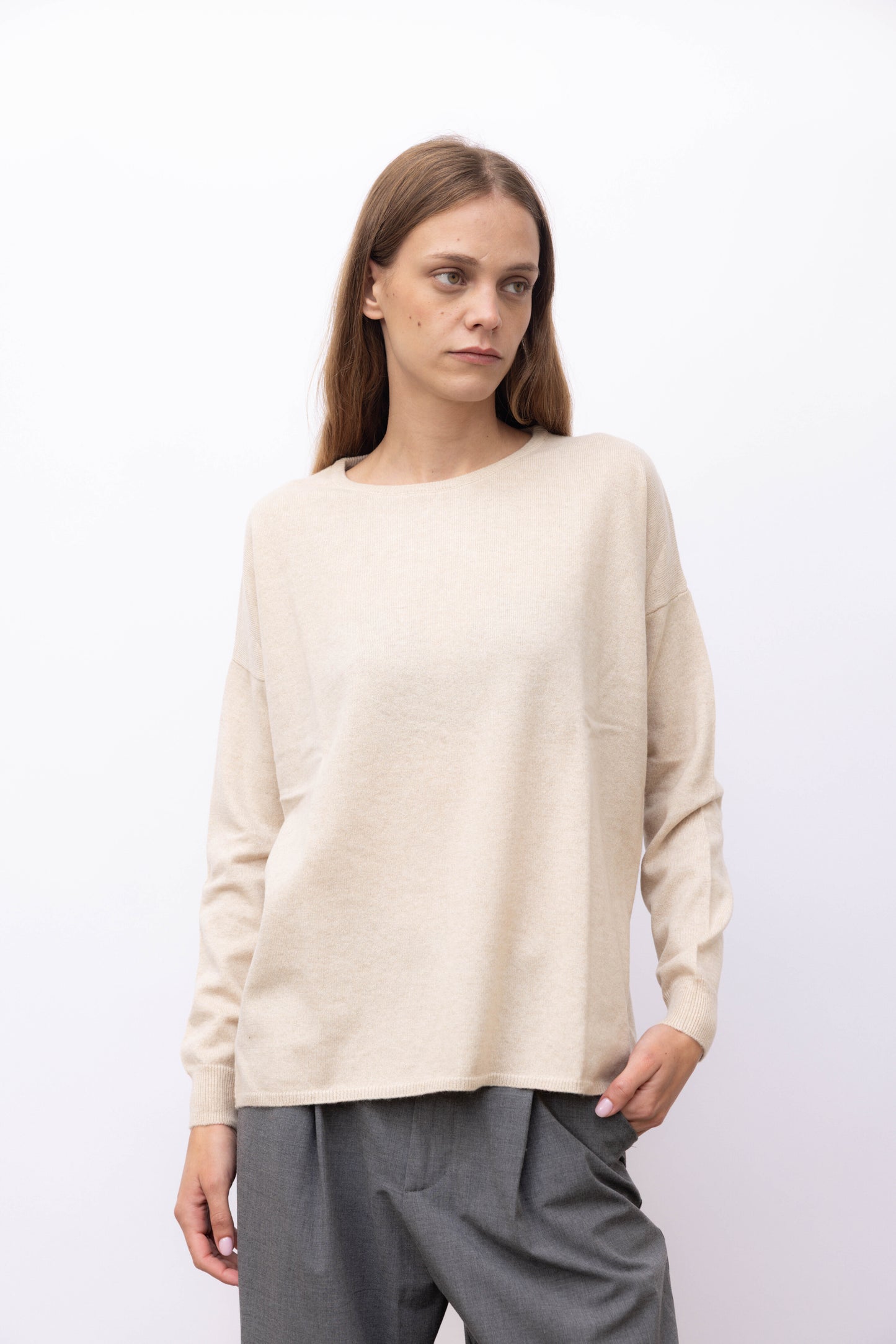 7337 - Crew neck maxi 100% cashmere