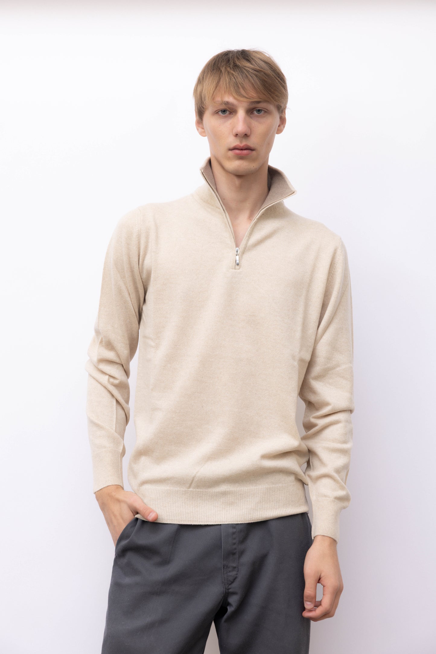 702 - Turtleneck 1/2 zip pure cashmere 2 threads