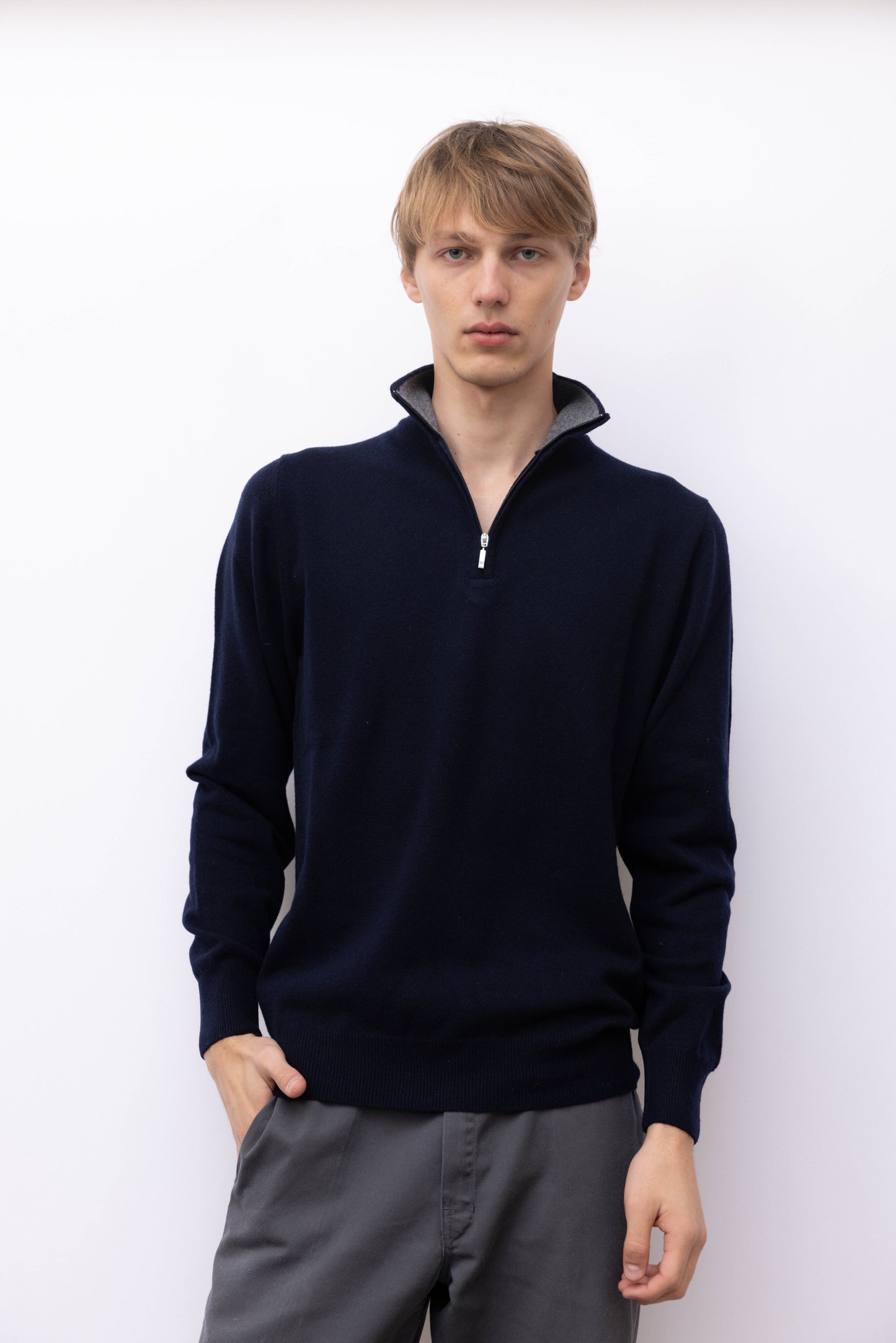 702 - Turtleneck 1/2 zip pure cashmere 2 threads