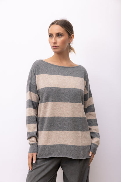 4339 - Stripped boat neck bicolor