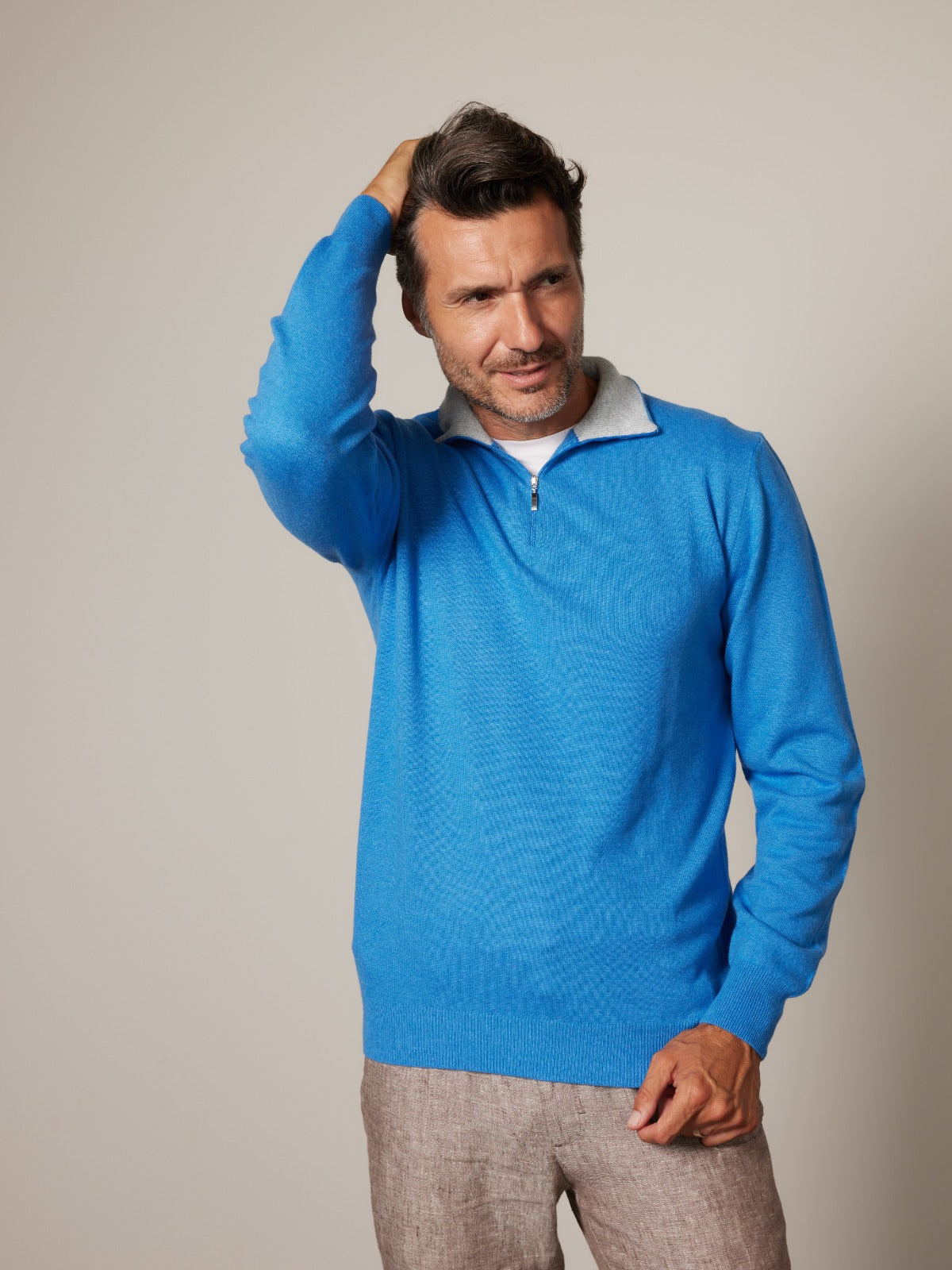 $228 orders The Mens store blue cashmere turtleneck zip Sweater